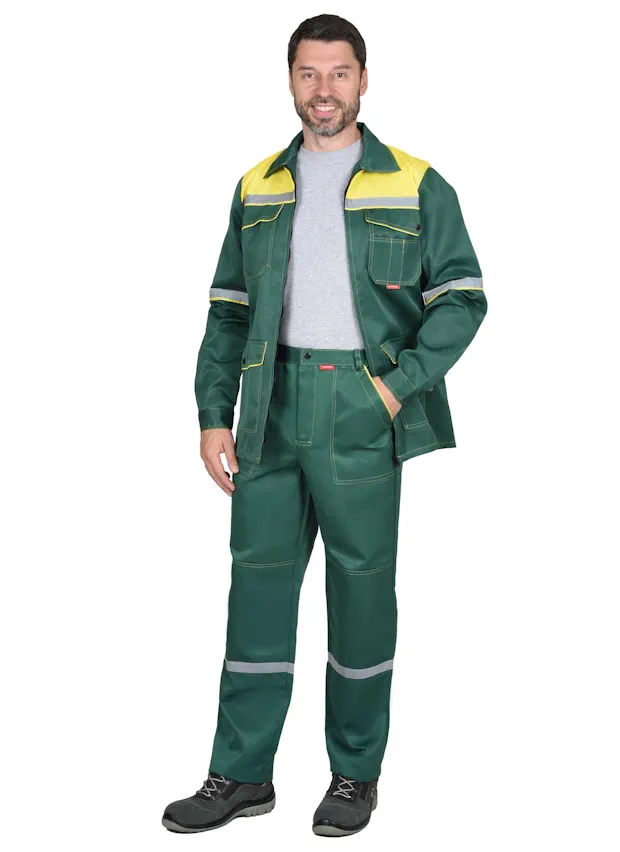 Костюм рабочий с брюками «Механик» зеленый