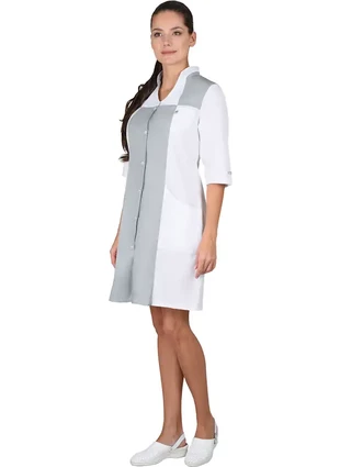 Халат медицинский «Николь», с серой отделкой