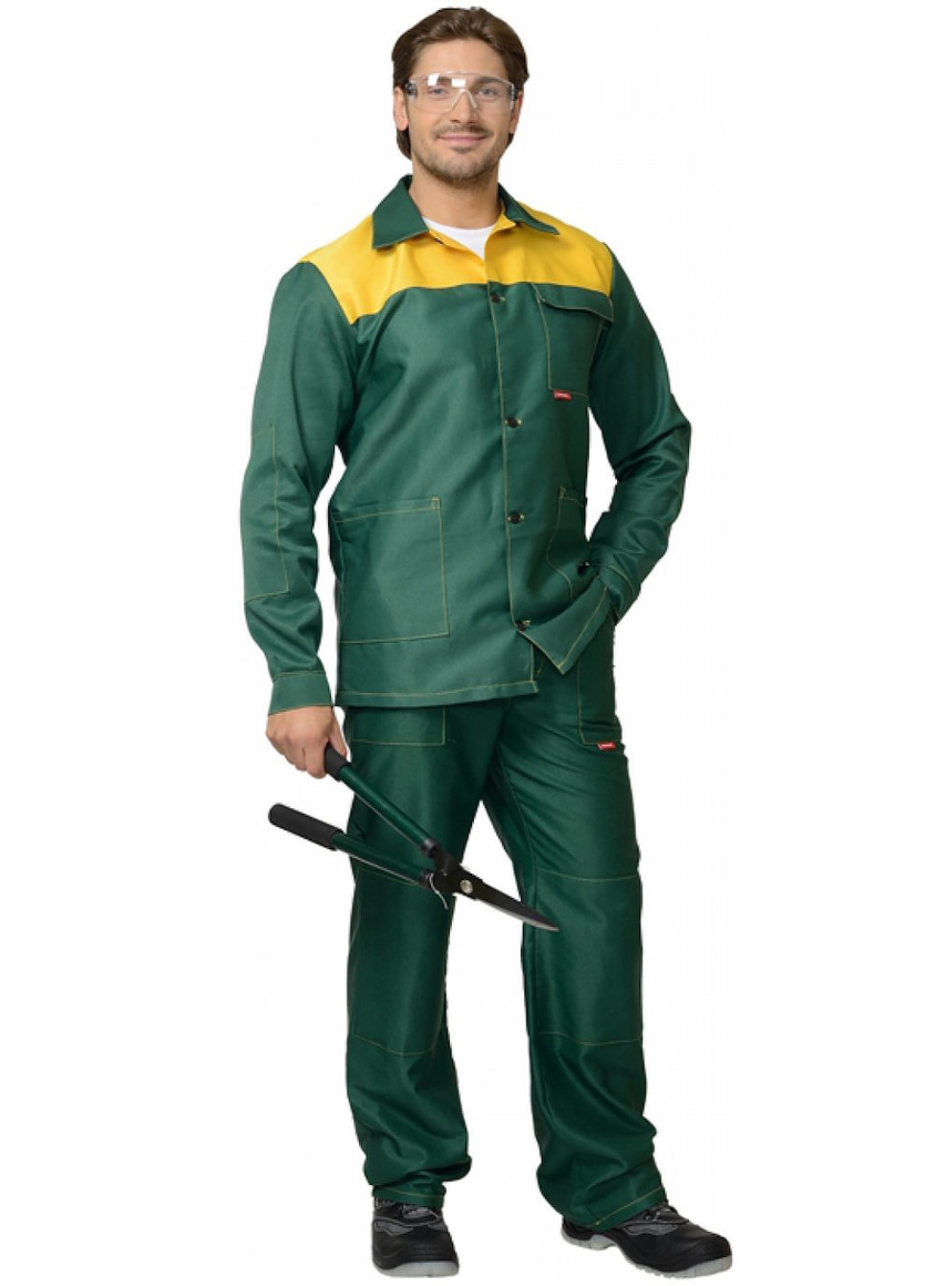 Костюм рабочий с брюками «Стандарт», зеленый с желтым