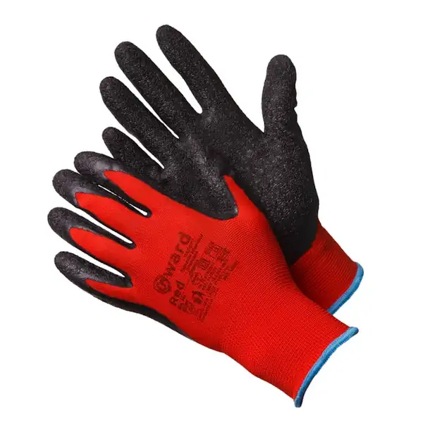 Нейлоновые перчатки с текстурированным латексом Gward Red