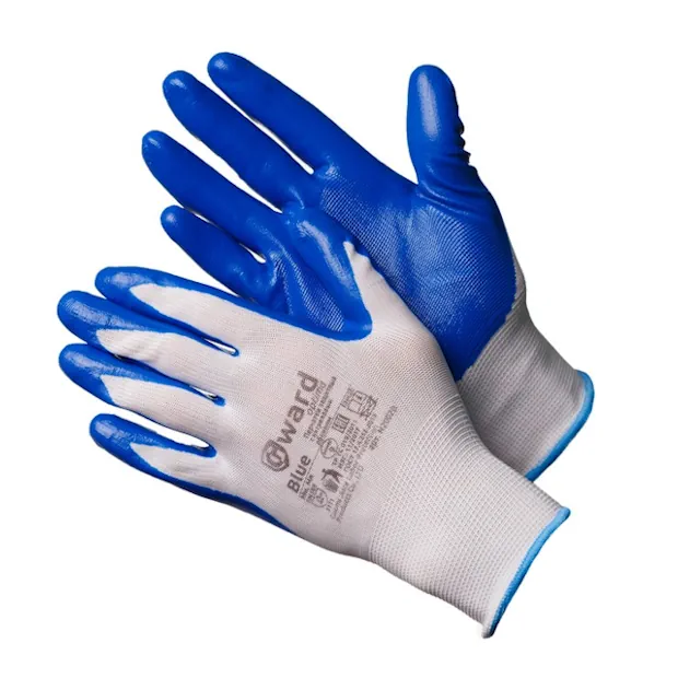 Нейлоновые перчатки с нитриловым покрытием Gward Blue